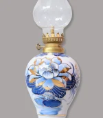 đèn dầu men lam vẽ vàng cao cấp Bát Tràng - Gốm Chín