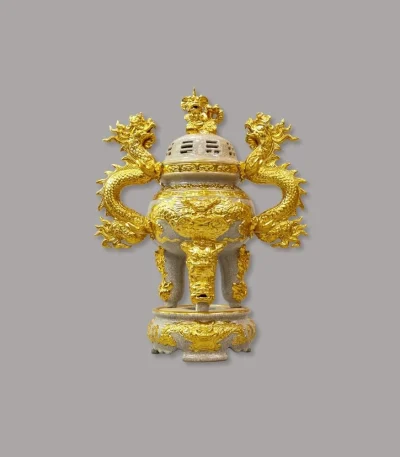 đỉnh men rạn dát vàng Bát Trang - Gốm Chín