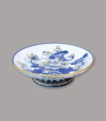 mâm bồng cao men lam vẽ vàng cao cấp Bát Tràng - Gốm Chín