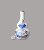 nậm rượu men lam vẽ vàng cao cấp Bát Tràng - Gốm Chín