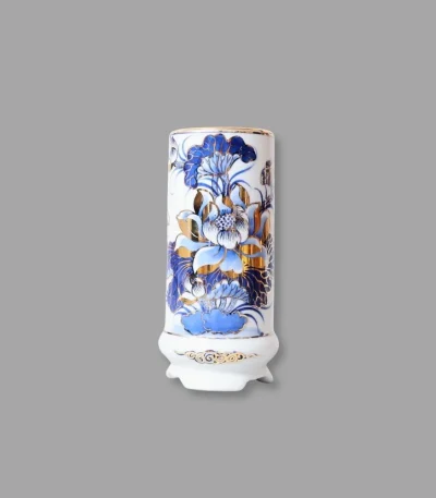 ống hương men lam vẽ vàng cao cấp Bát Tràng - Gốm Chín