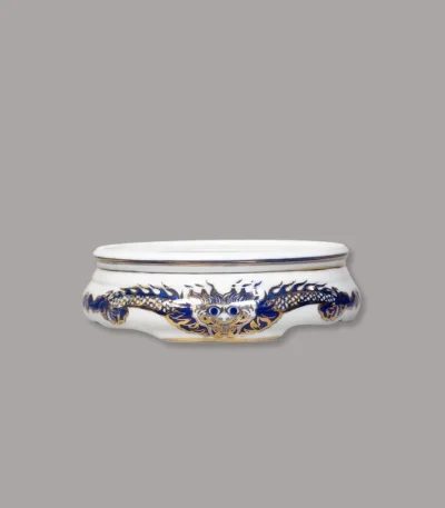 đế bát hương rồng men lam vẽ vàng Bát Tràng - Gốm Chín