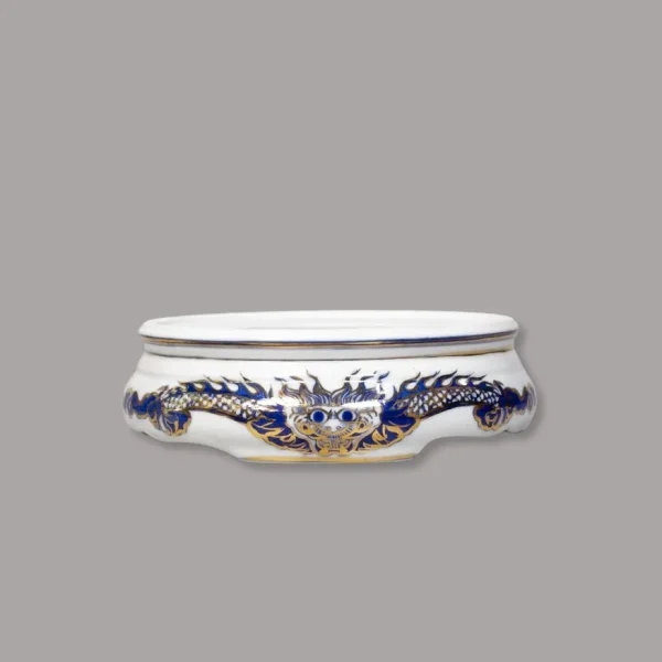 đế bát hương rồng men lam vẽ vàng Bát Tràng - Gốm Chín