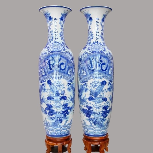 Lộc bình men lam Phúc Đức – Cửu Ngư Quần Hội