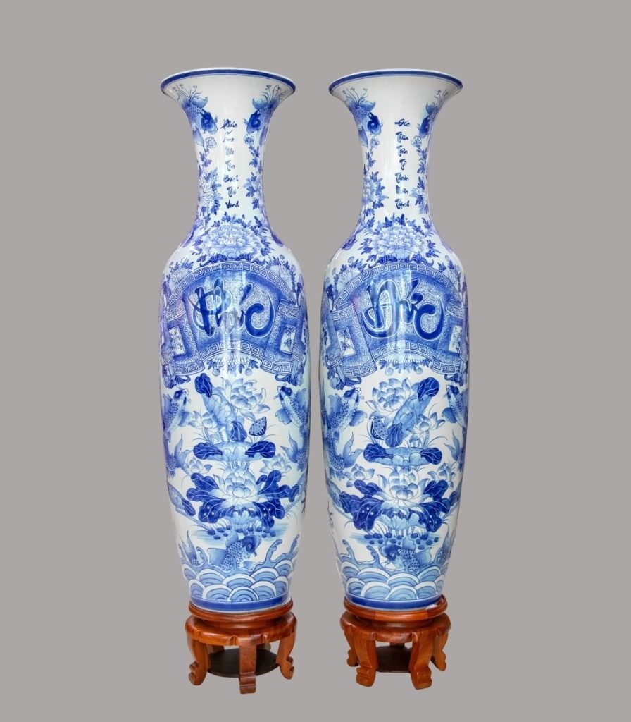 Lộc bình men lam Phúc Đức – Cửu Ngư Quần Hội