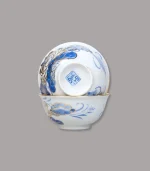 bát cơm cúng men lam vẽ vàng Bát Tràng - Gốm Chín