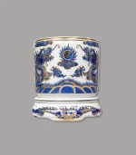 bát hương rồng men lam vẽ vàng Bát Tràng - Gốm Chín