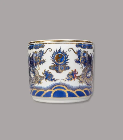 bát hương rồng men lam vẽ vàng Bát Tràng - Gốm Chín