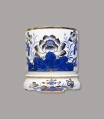 bát hương sen men lam vẽ vàng cao cấp Bát Tràng - Gốm Chín