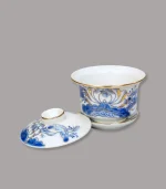 Bát sâm men lam vẽ vàng Bát Tràng - Gốm Chín