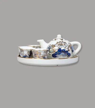 bộ ấm trà menlam vẽ vàng Bát Trang - Gốm Chín