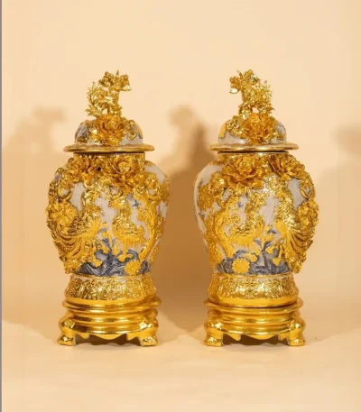 Chóe Men Rạn Dát Vàng Công Đào Công Danh Phú Quý