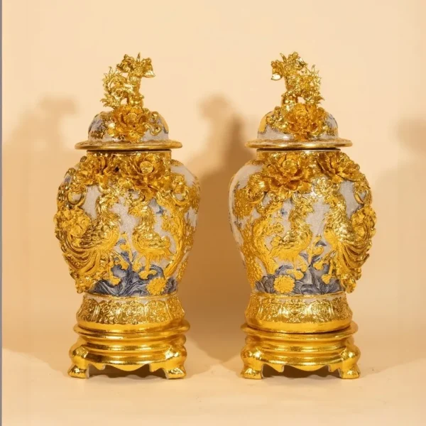 Chóe Men Rạn Dát Vàng Công Đào Công Danh Phú Quý