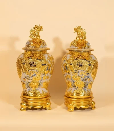 Chóe Men Rạn Dát Vàng Phúc Đức Cửu Ngư Quần Hội