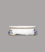 đế bát hương sen men lam vẽ vàng Bát Tràng - Gốm Chín