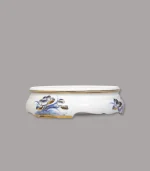 đế bát hương sen men lam vẽ vàng Bát Tràng - Gốm Chín