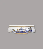 đế bát hương sen men lam vẽ vàng Bát Tràng - Gốm Chín