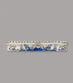 kỷ thẳng 5 chén men lam vẽ vàng Bát Tràng - Gốm Chín