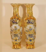 Cặp Lộc Bình Men Rạn Dát Vàng Phúc Đức Cửu Ngư Quần Hội