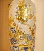 Cặp Lộc Bình Men Rạn Dát Vàng Phúc Đức Cửu Ngư Quần Hội