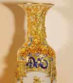 Cặp Lộc Bình Men Rạn Dát Vàng Phúc Đức Cửu Ngư Quần Hội