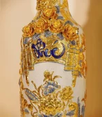 Cặp Lộc Bình Men Rạn Dát Vàng Phúc Đức Cửu Ngư Quần Hội