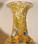 Cặp Lộc Bình Men Rạn Dát Vàng Phúc Đức Cửu Ngư Quần Hội