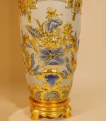 Cặp Lộc Bình Men Rạn Dát Vàng Phúc Đức Cửu Ngư Quần Hội