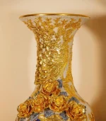 Cặp Lộc Bình Men Rạn Dát Vàng Phúc Đức Cửu Ngư Quần Hội