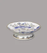 mâm bồng cao men lam vẽ vàng Bát Tràng - Gốm Chín