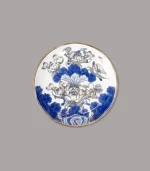 mâm bồng cao men lam vẽ vàng Bát Tràng - Gốm Chín