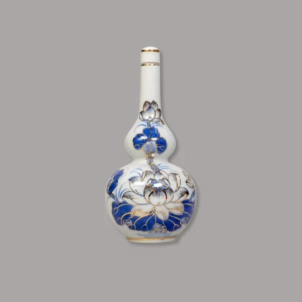 nậm rượu men lam vẽ vàng Bát Tràng - Gốm Chín