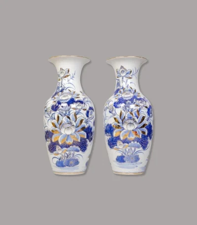 Tiểu Lộc Bình Sen Sứ Khử Vẽ Vàng Bát Tràng - Gốm Chín