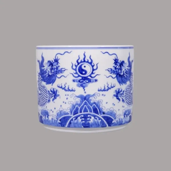 bát hương rồng men lam sứ khử Bát Tràng - Gốm Chín