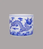 bát hương rồng men lam sứ khử Bát Tràng - Gốm Chín
