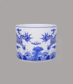 bát hương rồng men lam sứ khử Bát Tràng - Gốm Chín