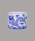 bát hương rồng men lam sứ khử Bát Tràng - Gốm Chín