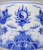 bát hương rồng men lam sứ khử Bát Tràng - Gốm Chín