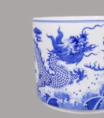 bát hương rồng men lam sứ khử Bát Tràng - Gốm Chín