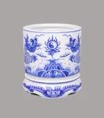 bát hương rồng men lam sứ khử Bát Tràng - Gốm Chín