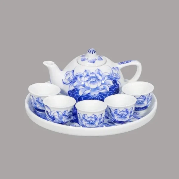 Bộ ấm chén sứ khử Bát Tràng - Gốm Chín