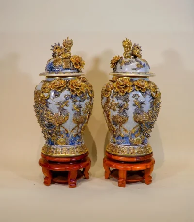 Chóe Men Rạn Vẽ Vàng Công Đào Công Danh Phú Quý