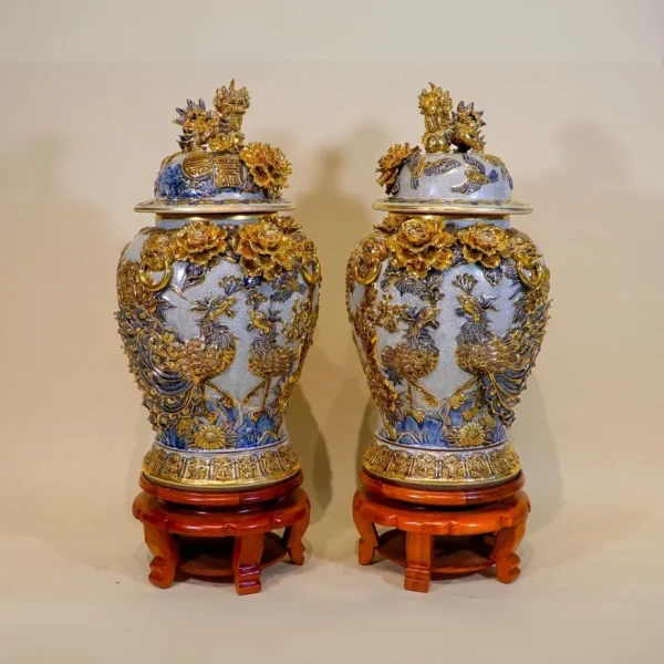 Chóe Men Rạn Vẽ Vàng Công Đào Công Danh Phú Quý