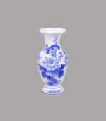 Lọ hoa miệng lượn men lam sứ khử