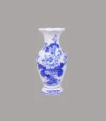 Lọ hoa miệng lượn men lam sứ khử