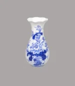 Lọ hoa miệng lượn men lam sứ khử