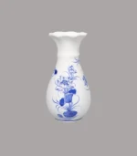 Lọ hoa miệng lượn men lam sứ khử