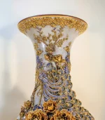 Cặp Lộc Bình Men Rạn Vẽ Vàng Phúc Đức Cửu Ngư Quần Hội