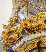 Cặp Lộc Bình Men Rạn Vẽ Vàng Phúc Đức Cửu Ngư Quần Hội