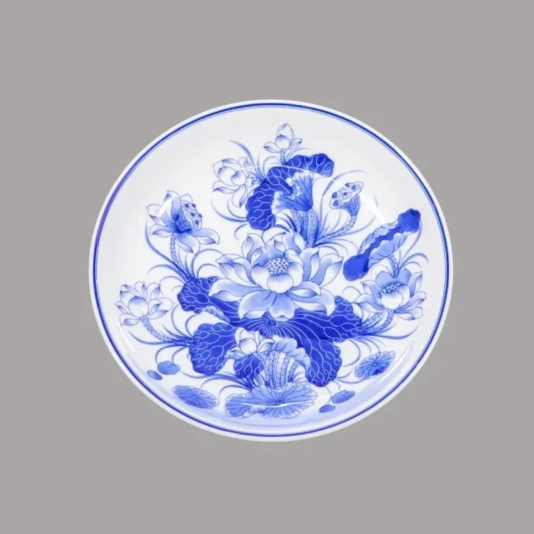 mâm bồng cao men lam sứ khử Bát Tràng - Gốm Chín